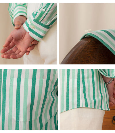 Camisa de Algodón a Rayas para Hombre - Estilo Business Casual - Image 5