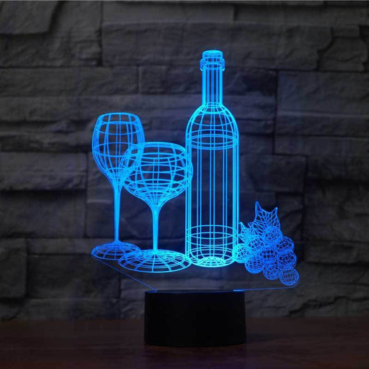 Lámpara Nocturna 3D Botella de Vino con Luz Multicolor - Image 2