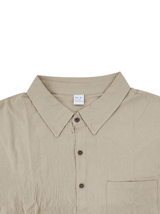 Camisa de Lino Transpirable Manga Corta para Playa - Image 10