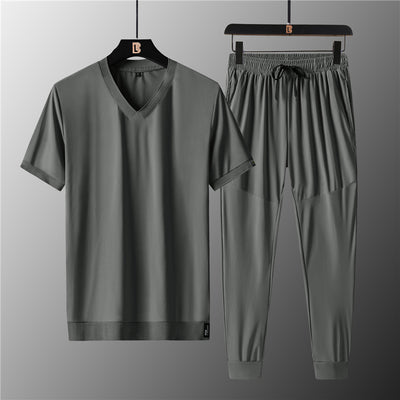 Camiseta Deportiva Hombre Talla Grande Cuello V Seda de Hielo Manga Corta - Image 4