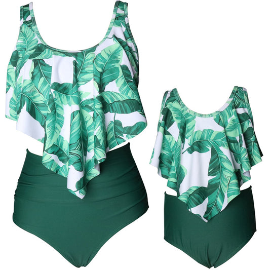 Bikini de Cintura Alta con Volantes - Traje de Baño Familiar a Juego