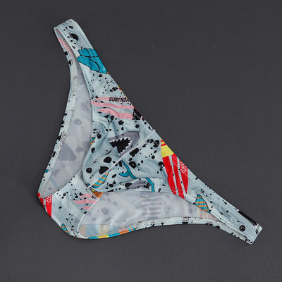 Slip Masculino de Malla Transpirable Tanga Baja con Estampado - Image 8