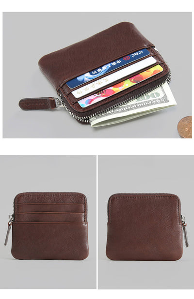 Billetera Horizontal de Cuero Genuino Ultra Delgada Estilo Retro - Image 3