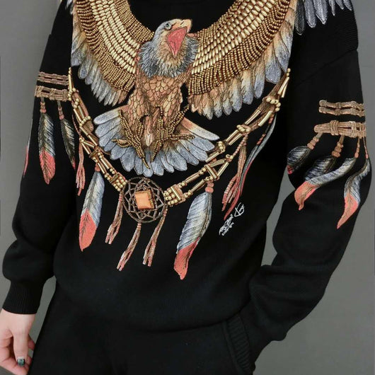 Conjunto Dos Piezas Tejido Pesado con Águila Estampada y Cuentas - Image 5
