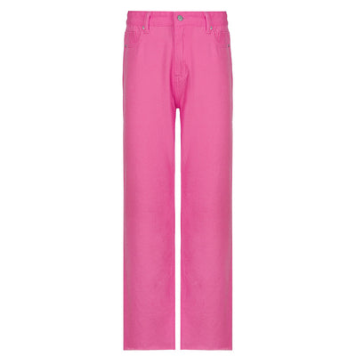 Pantalones Rectos de Cintura Alta en Colores Candy para Mujer - Image 12