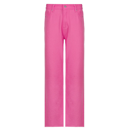 Pantalones Rectos de Cintura Alta en Colores Candy para Mujer - Image 12