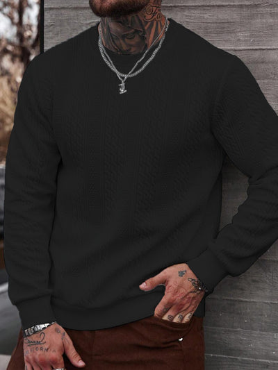 Playera Casual Holgada para Hombre con Cuello Redondo y Textura Jacquard - Image 13