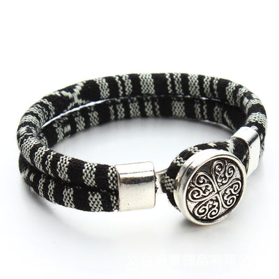 Pulsera de Cuero y Algodón Artesanal - Image 26