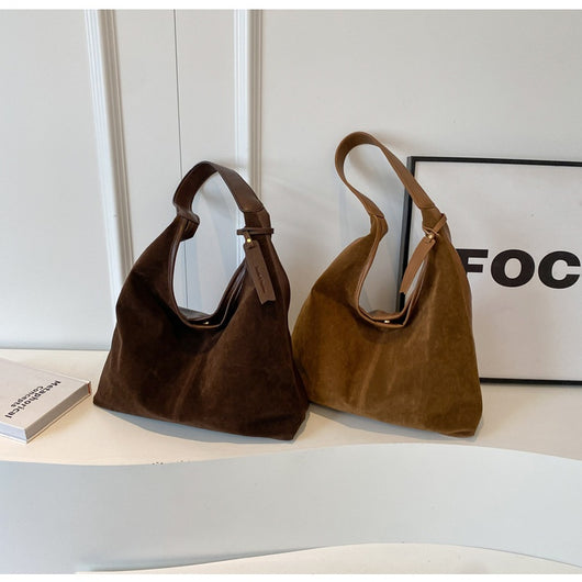 Bolso de Hombro de Ante Vintage con Costuras para Mujer - Image 12