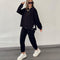 Conjunto Deportivo Casual: Camisa Manga Larga con Botones + Pantalón Ajustado