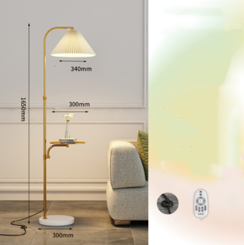 Lámpara de Pie para Sala con Pantalla Plisada y Base de Madera Maciza - Image 16