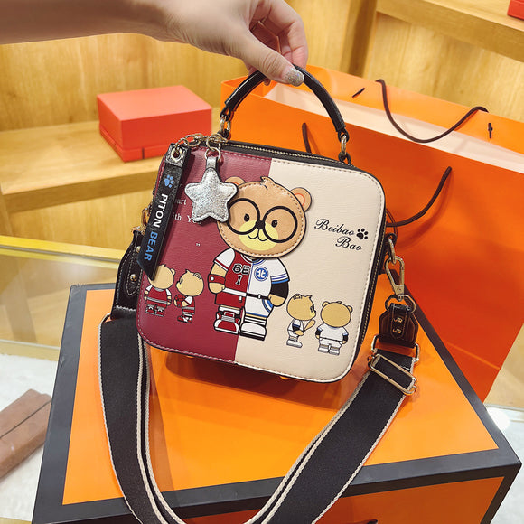 Bolsa Cuadrada Portátil con Osito de Dibujos Animados