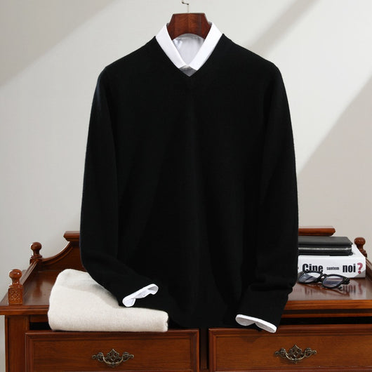 Suéter de Cashmira Puro para Hombre - Cuello V Manga Larga - Image 11
