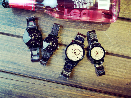 Reloj de Pareja Diseño Giratorio Negro Cuarzo - Image 4