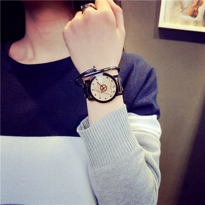Reloj de Pareja Diseño Giratorio Negro Cuarzo - Image 8