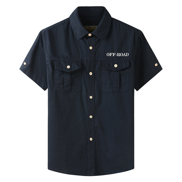 Camisa Casual de Algodón Hombre - Corte Relajado con Solapa Estilo Workwear