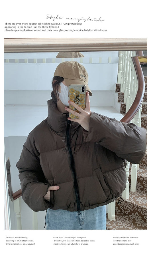 Chaqueta Acolchada Corta con Cuello Alto Estilo Americano para Mujer - Image 20