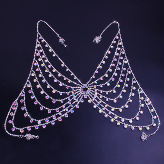Cadena de Cuerpo Diamond Wave Multicolor - Joyería Sensual para Noches Especiales