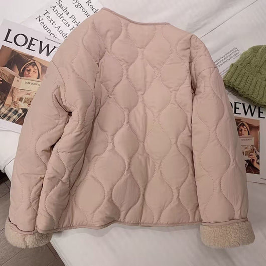 Chaqueta Acolchada de Lana Cordero para Mujer - Abrigo de Invierno - Image 3