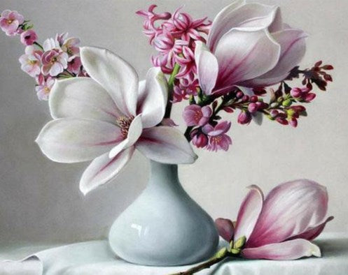 Cuadro Pintura por Números - Flor Blanca