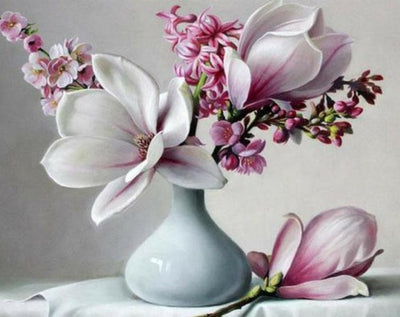 Cuadro Pintura por Números - Flor Blanca