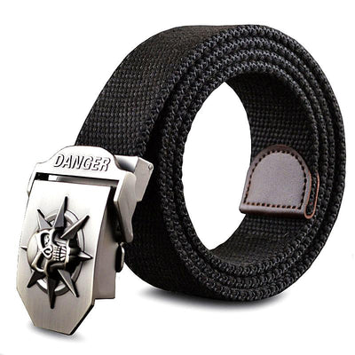 Cinturón de Lona para Hombre con Calavera y Hebilla Metálica - Image 11