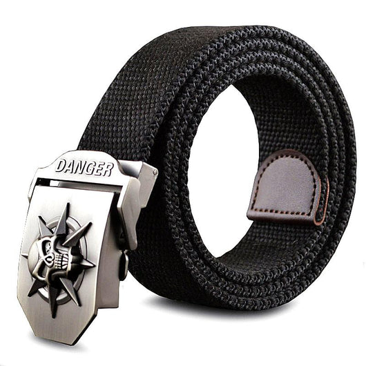 Cinturón de Lona para Hombre con Calavera y Hebilla Metálica - Image 11