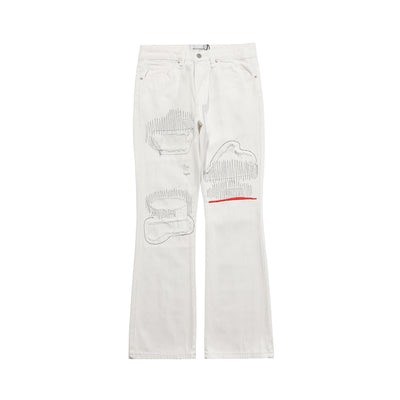 Pantalones Vaqueros Rojos Estilo Gothic con Detalles Desgastados - Image 9