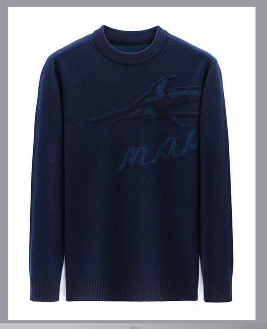Suéter de Lana Jacquard Oversize Talla Grande para Hombre - Image 2