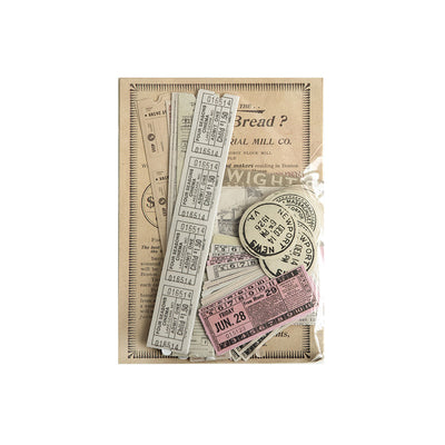 166 vintage-style decorative stickers featuring retro advertisements, tickets, and illustrations for scrapbooking and journaling. - Image 12