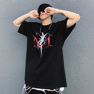 Playera de Manga Corta Estilo Anime Hip-Hop con Estampado Gráfico - Image 3