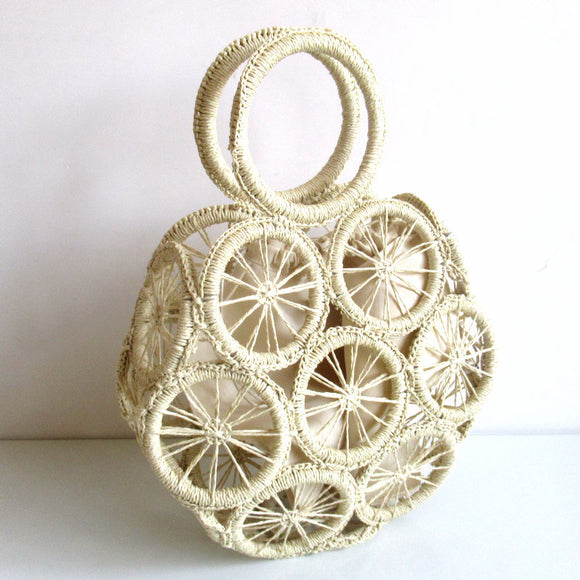 Bolsa Tejida de Papel y Fibra Natural con Asas Diagonales