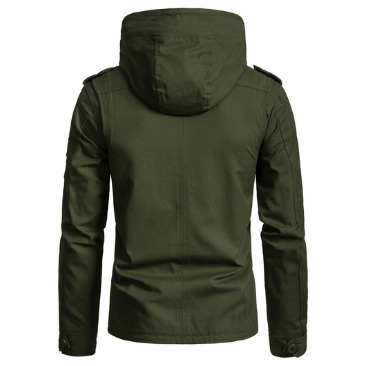 Chaqueta Militar Hombre Verde Oliva Ancha Casual con Capucha - Image 4
