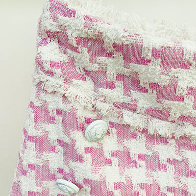 Shorts de Tweed Pata de Gallo Brillantes con Flecos - Image 3