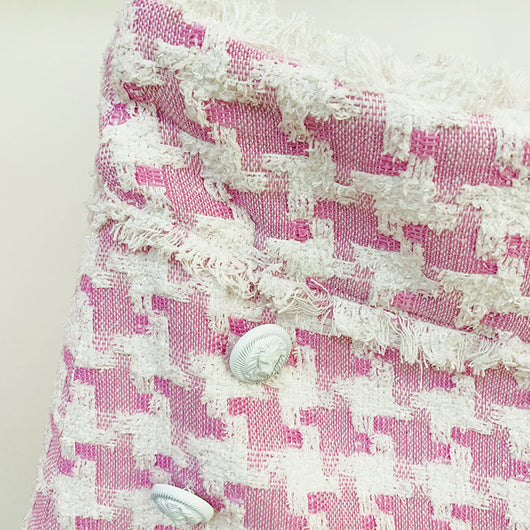 Shorts de Tweed Pata de Gallo Brillantes con Flecos - Image 3