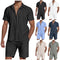 Camisa de Lino con Solapa Manga Corta para Hombre