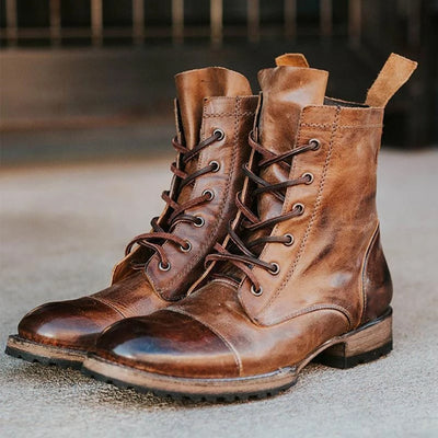 Botas Casuales Retro con Cordones y Tacón Grueso para Hombre - Image 11