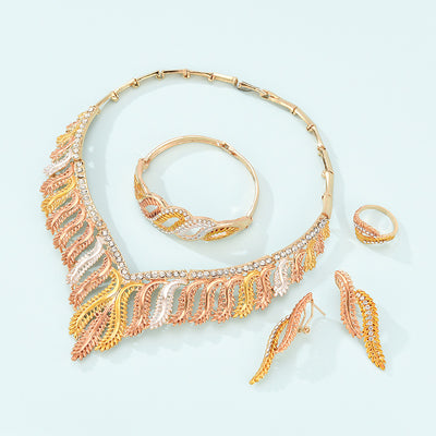 Conjunto de Collar y Aretes de Aleación Minimalista - 4 Piezas