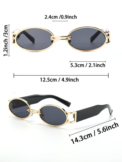 Retro small frame sunglasses with gold round frames and leopard print temples, held by a hand. - Image 12