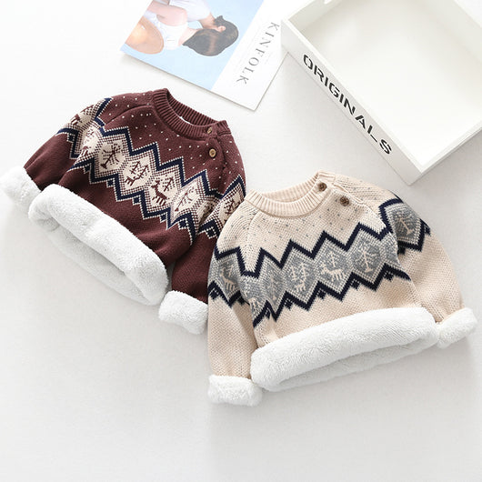 Suéter Tejido Retro Grueso Acolchado para Niños y Niñas - Image 11