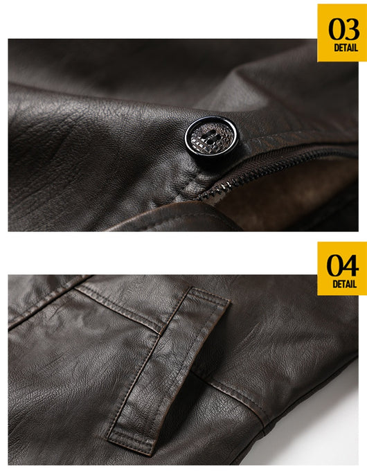 Abrigo de Cuero PU Talla Grande para Hombre - Corte Extendido - Image 13