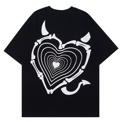 Camiseta Suelta Dark Wind Love Print - Unisex Tendencia Pareja Casual - Image 7