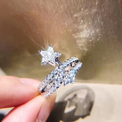 Anillo de Compromiso Estrella de Cinco Puntas con Incrustaciones de Microdiseño Estilo Europeo y Americano - Image 7