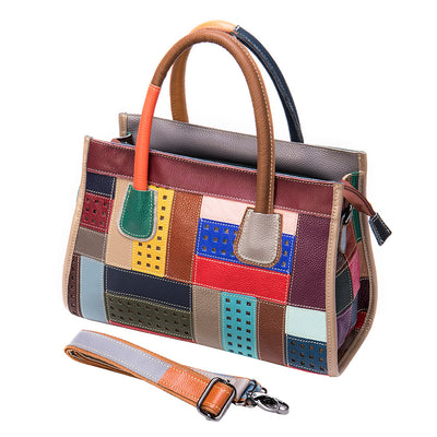 Bolso Patchwork de Cuero Genuino