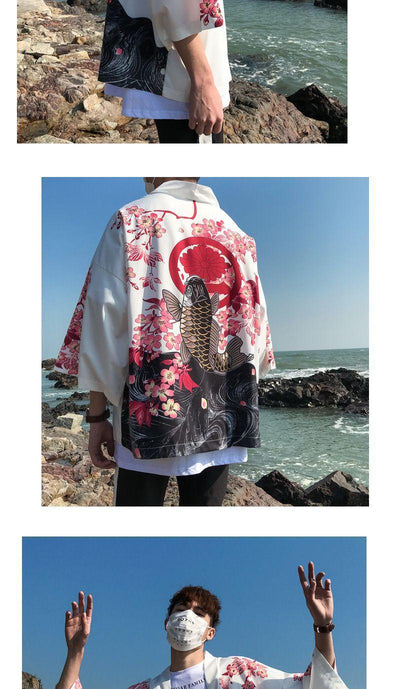 Cardigan Suelto de Protección Solar con Mangas 3/4 para Hombre - Image 13