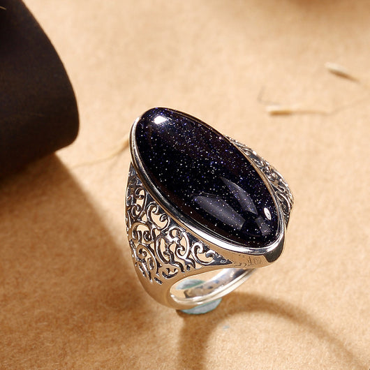 Anillo de Piedra Azul Natural