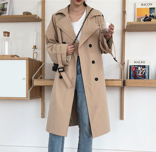Abrigo Trench Coreano Doble Botonadura Casual - Image 35