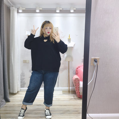 Suéter Holgado Talla Grande Otoño Bordado Multicolor para Mujer