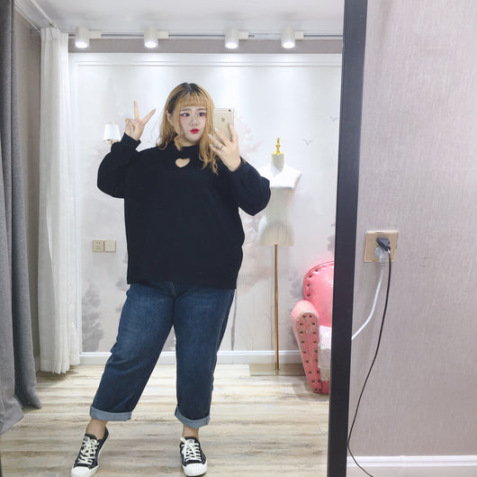 Suéter Holgado Talla Grande Otoño Bordado Multicolor para Mujer