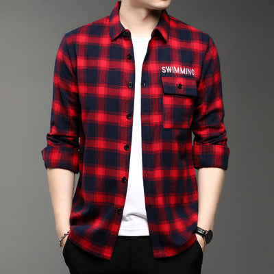 Camisa de Cuadros Casual con Solapa para Hombre - Image 14